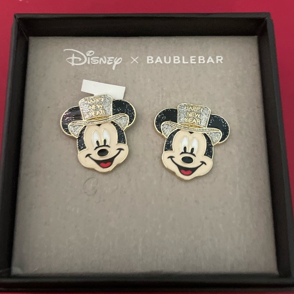 Disney Bauble bar Mickey hat new years earrings NIB - Picture 2 of 6